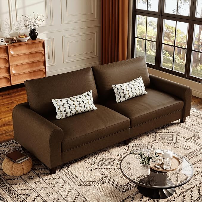 EASE MOOSE 88.5" Large Seat Faux Leather Loveseat Sofa, Waterproof and by EASEMOOSE