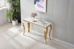 Henf 47" Marble Console Table Entryway Table Modern White Faux Marble Accent - Image 6