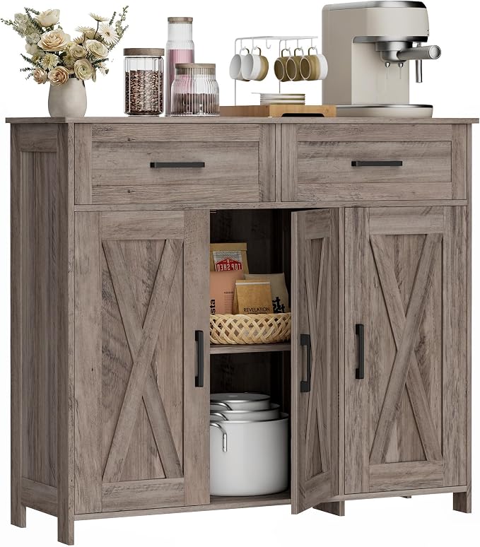 Homhedy Sideboard Buffet Cabinet, Coffee Bar Storage Cabinet - Image 3