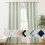 NICETOWN Full Blackout Sage Green Linen Curtains 102 inches Length by NICETOWN
