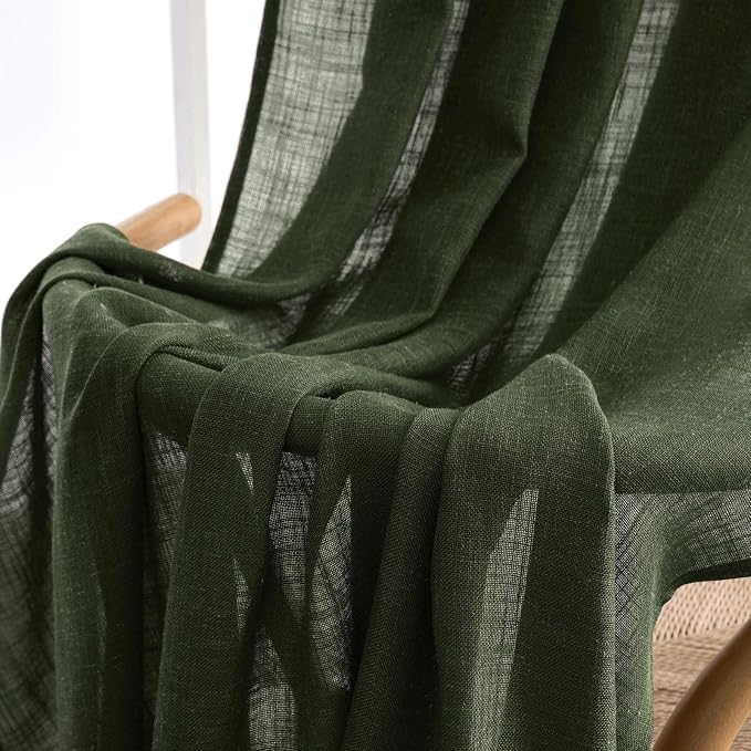 MIULEE Olive Green Linen Curtains 120 Inches Long - Image 6