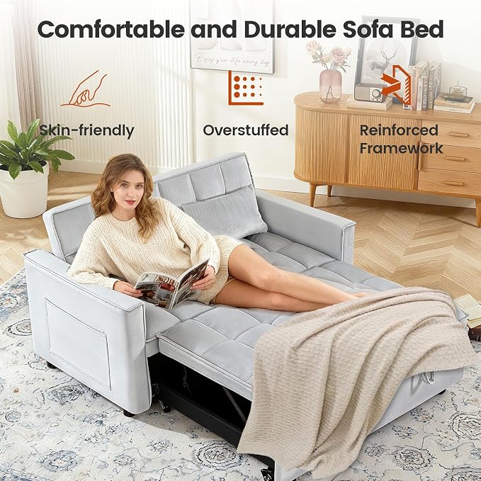 3 in 1 Convertible Sofa Bed, Love Seat Sleeper Bed - Image 4