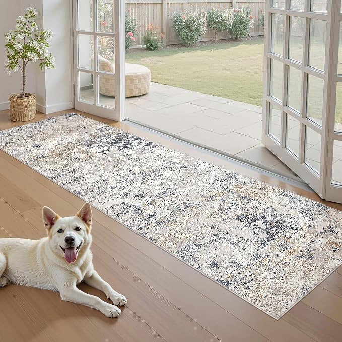 DMOYEST Washable Runner Rug for Hallway: 2x6 Neutral Modern Abstract Low Pile - Image 5
