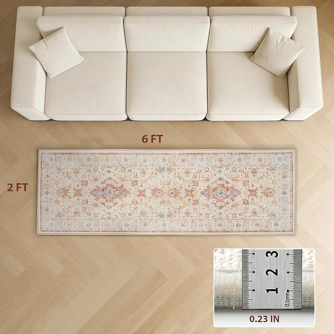 AREDO Runner Rug with Non Slip Rubber Backing, Washable Soft Floor Carpet - Image 2