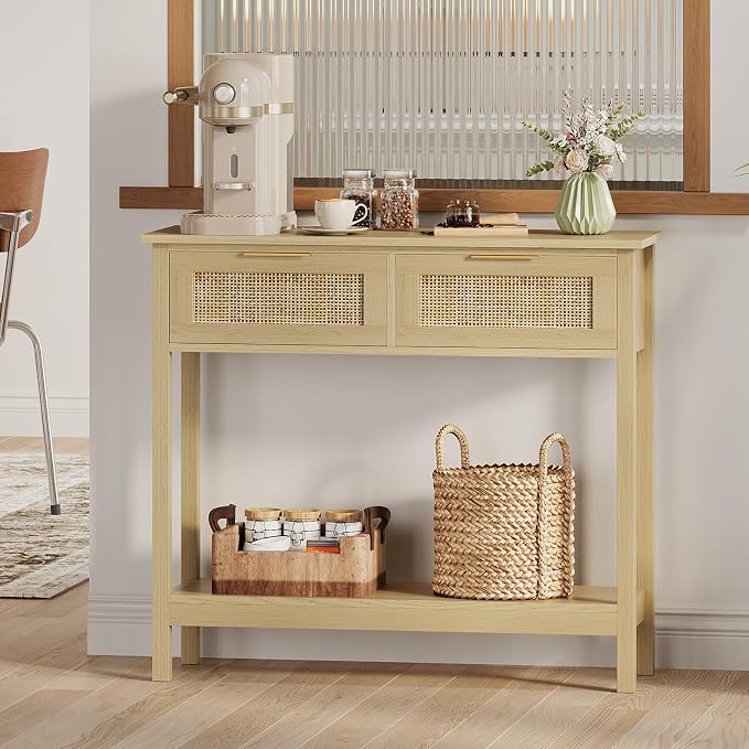 Trironsun Farmhouse Rattan Console Table - Image 6