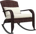 Outsunny Outdoor Wicker Adirondack Rocking Chair, Patio Rattan Rocker Chair by Outsunny