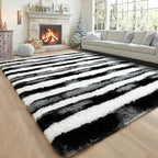 6x9 Large Black and White Fluffy Area Rug Non-Slip - Image 2