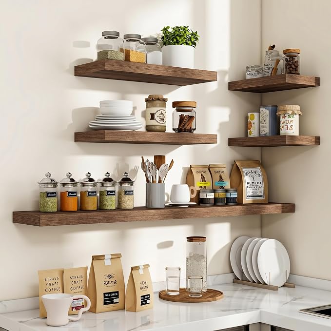 Acovy 48 Inch Floating Shelves, Wooden Shelves - Image 7