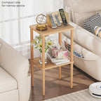 Solid Wood Side Table, 2-Tier Tall End Table - Image 2