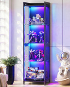 AODK Display Case with LED Lights, Display Cabinet with Open Glass Shelves by AODK