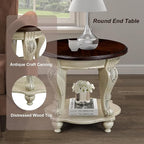 Round End Table for Living Room, Solid Wood Sofa Side Table - Image 4