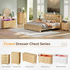 VINGLI Fluted White Dresser, Led Dresser 6 Drawer - Image 6