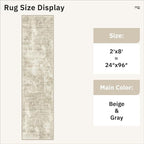 Soalmost Abstract Runner Rug 2x8 Hallway Kitchen Runners Beige/Gray | Vintage - Image 5