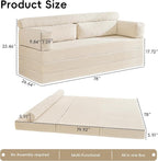 5-in-1 Convertible Sofa Bed, Corduroy Futon Couch Sleeper - Image 2