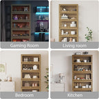 Display Cabinet with Acrylic Glass Doors, 5-Tiers Curio Cabinet with LED - Image 6