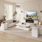 4-Piece Modern Living Room Table Set, Includes High Gloss 70" Fireplace TV Stand - Image 5