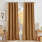NICETOWN Faux Linen Gold Brown Blackout Curtains 84 inches Long by NICETOWN