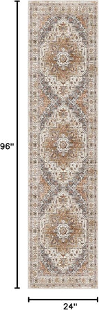 Madane Hallway Runner Rug 2x8 Washable Kitchen Rugs Non-Slip, Turmeric/Grey | - Image 2