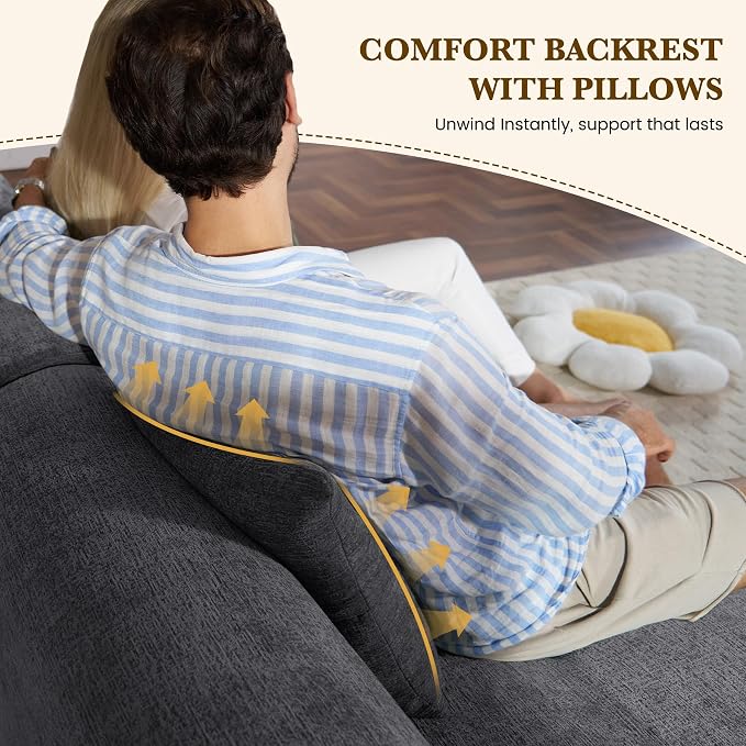 158" U Shaped Convertible Modular Couch, Cloud Couch Sectional - Image 5