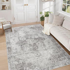 Area Rug 5x7 Washable Rug, Vintage Boho Medallion Rugs Non-Slip Soft Low Pile by VECARF