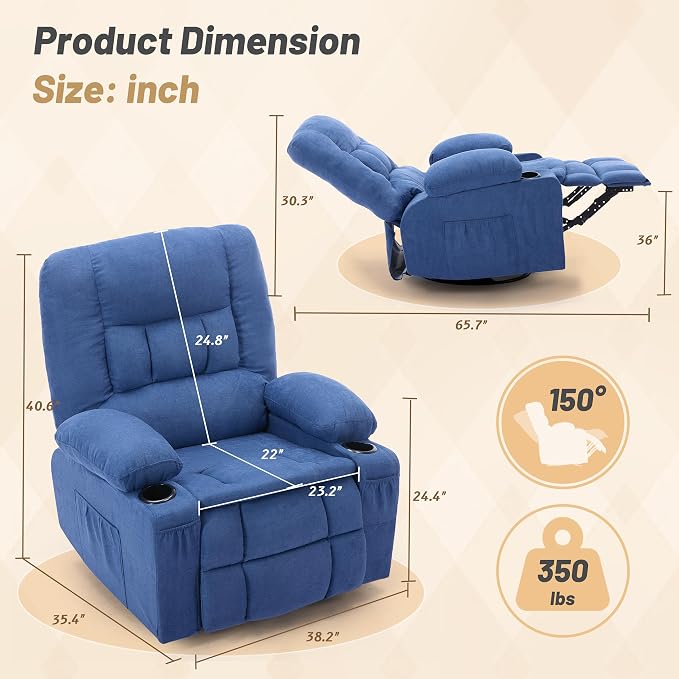 Oversized Swivel Rocker Recliner Chair - Image 2