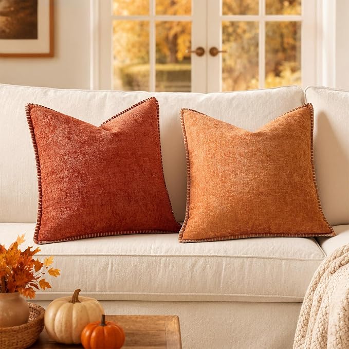 MIULEE Fall Decorative Couch Throw Pillow Covers 20x20 Inch Orange 2 Pack | - Image 5