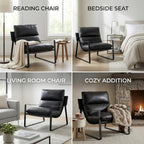 LukeAlon Modern PU Leather Accent Armchairs Set of 2, Upholstered Living Room - Image 9