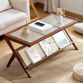 Boho-Inspired Rustic Brown Rattan Coffee Table – Mid Century Modern Style by Zjjseloru