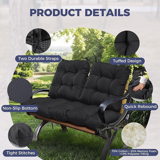 Wicker Chair Cushions of 3 Pieces, Waterproof Cushions - Image 4