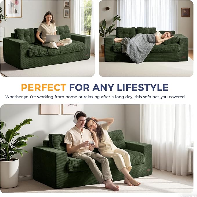 MAXYOYO Oversized Loveseat Sofa Couch, Upholstered Bean Bag Chair Cloud 3-Seat - Image 4
