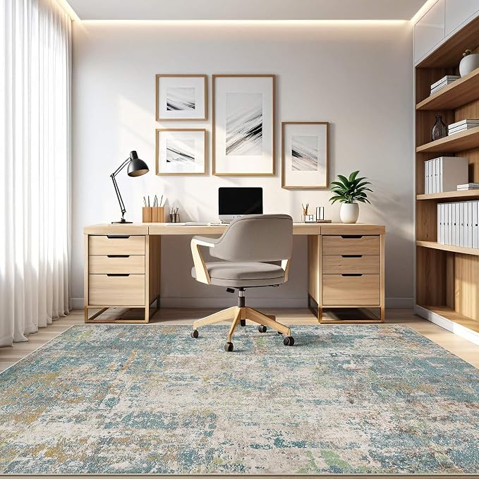 LOONGRUG 7x9 Area Rug Washable Large Neutral Modern Living Room Rugs | Abstract - Image 8