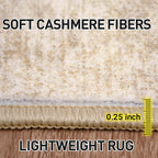 5x7 Area Rugs for Living Room: Washable Abstract Beige Badroom Carpet | - Image 7