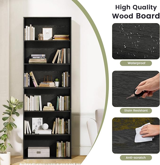 GRUSIGN 71" Tall 6-Tier Bookshelf, Large Open Display Bookcase - Image 5