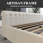 AMERLIFE California King Size Platform Bed Frame, Velvet Upholstered Sleigh Bed - Image 7