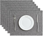 BALCONY & FALCON Placemats Set of 6 Faux Linen Cloth Place Mats Washable by BALCONYFALCON