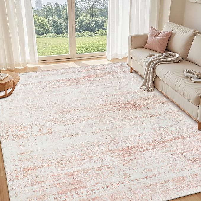 Pink Washable Rugs 5x7 Area Rugs - Image 7