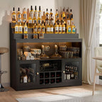 Loomie Wine Bar Cabinet with LED Lighted Liquor Bottle Display Shelf, Liquor - Image 8