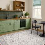 Washable Light Gray & Sage Living Room Rug 6x9 - Image 8