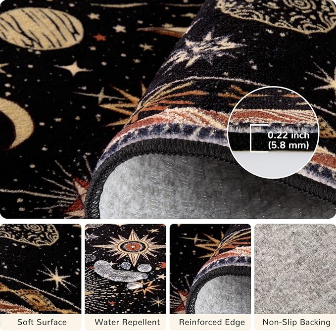 Vacuum-Friendly, Round 6ft Washable Area Rug - Image 3