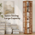 YOWOS Rotating Bookshelf Tower, 360° Display Spinning Bookcase, Bamboo - Image 4
