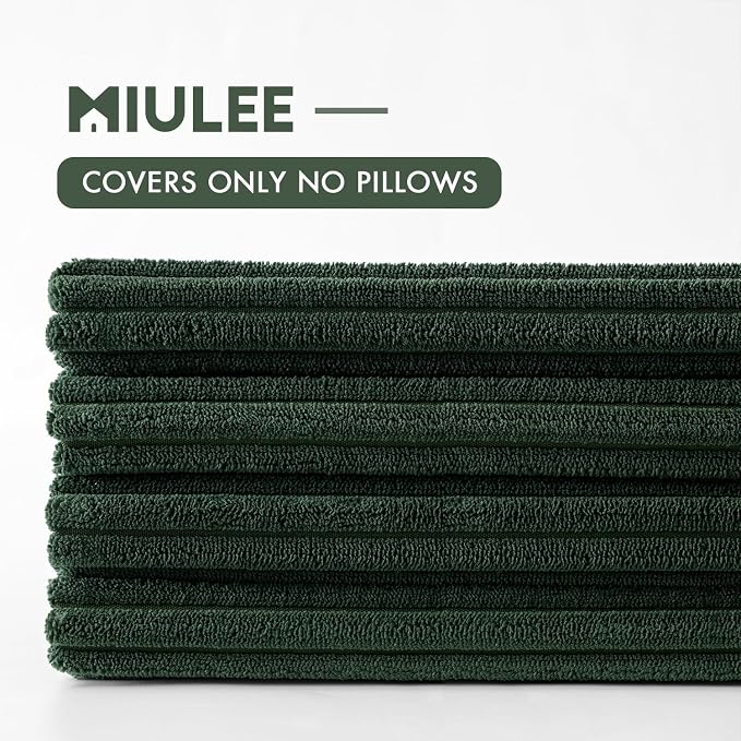 MIULEE Soft Corduroy Decorative Throw Pillow Covers Army Green 18x18 | Set of 4 - Image 9