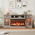 QUW 70" Farmhouse Fireplace TV Stand - Image 2