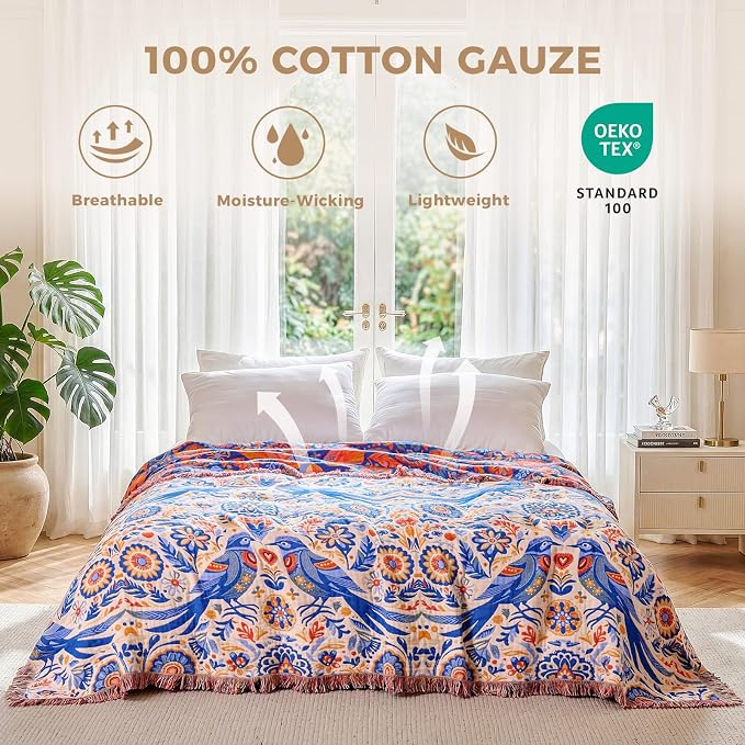 LUTBM Boho Throw Blanket for Couch Sofa Chair Cotton Summer Blankets for - Image 3