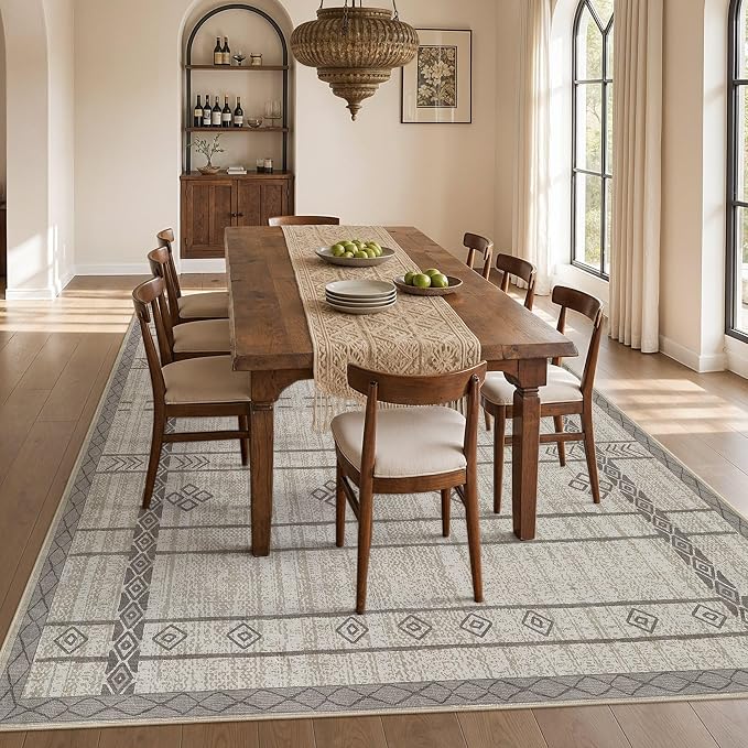 cotiled Boho 5x7 Area Rugs for Living Room: Soft Moroccan Washable Rug | Solve - Image 7