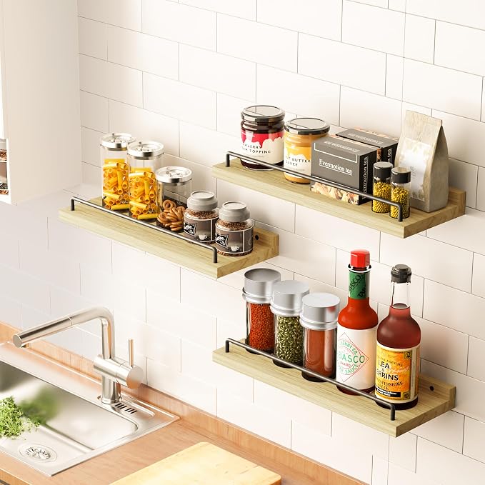 RYOFOBETTO Floating Shelves for Wall Decor, Light Brown Wood Shelves for - Image 7