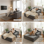 Sytopia Chaise Lounge with Armrests, Oversized Sofa Bed with 3 Pillows - Image 6