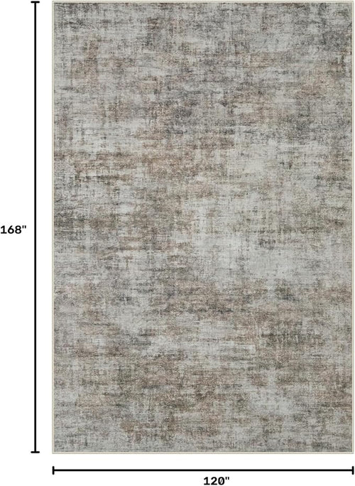 10x14 Area Rugs for Living Room: Washable Abstract Brown Black Carpet | - Image 2