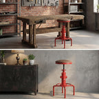 Topower Antique Vintage Industrial Barstool PU Leather Water Pipe Fire Hydrant - Image 8