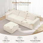 Vesgantti 114" Boneless Modular Sectional Sofa, Modern 3 Seater Couch - Image 3