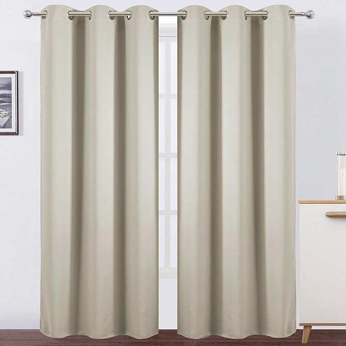 Light Beige Thermal Blackout Curtains/42 x 95 Inch/Set of 2 Panels Room by Lemomo